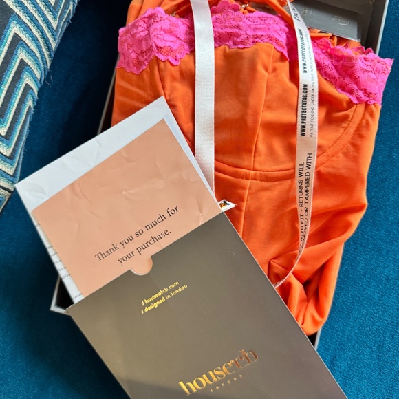 House of CB Aiza Flame Orange Lace Corset Maxi Dress NWT - Picture 8 of 16